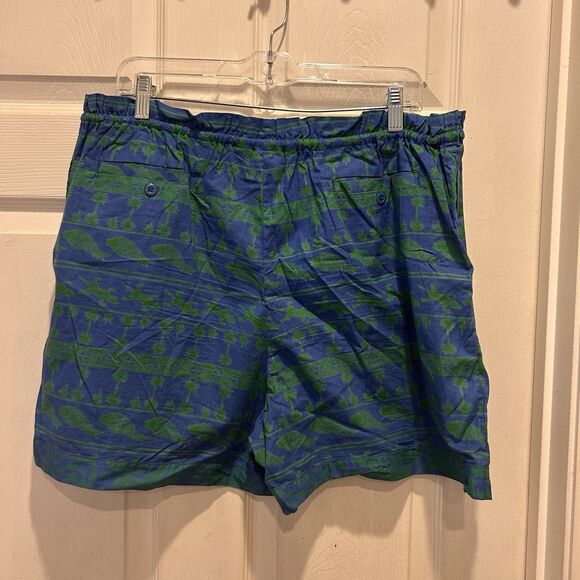 Java Wraps Green Blue Elastic Waist Shorts Pockets Men’s Size Medium Vintage - Picture 4 of 7